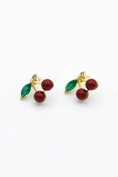 Black Cherry Earrings in Gold