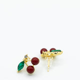 Black Cherry Earrings in Gold