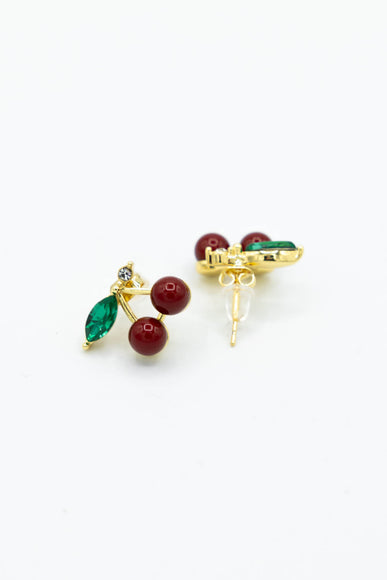 Black Cherry Earrings in Gold