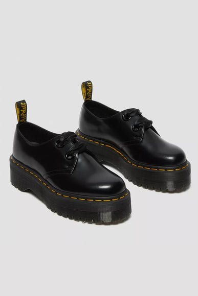 Dr. Martens Holly Buttero Leather Platform Shoes for Women in Black