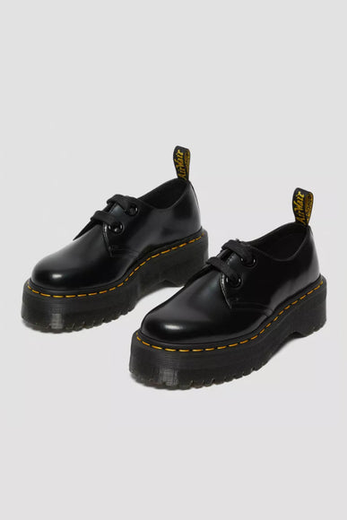 Dr. Martens Holly Buttero Leather Platform Shoes for Women in Black