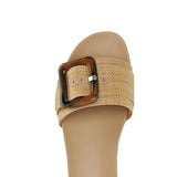 Dolce Vita Caster Raffia Slide Sandals for Women in Tan