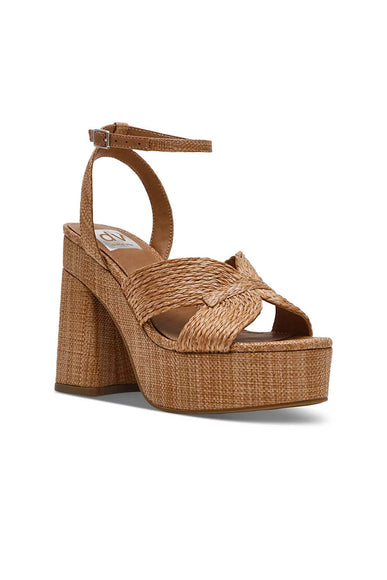 Dolce Vita Waylan Raffia Platform Crossband Heels for Women in Cafe