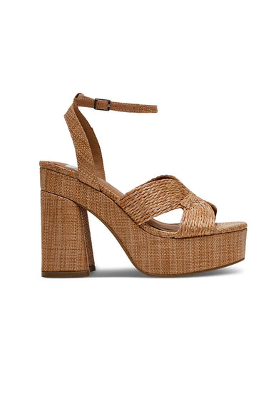 Dolce Vita Waylan Raffia Platform Crossband Heels for Women in Cafe