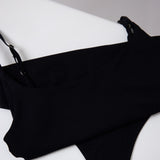 Double-Knit Spaghetti Strap Bodysuit for Women in Black