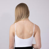 Double-Knit Spaghetti Strap Bodysuit for Women in White