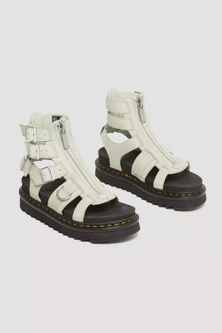 Dr. Martens Olson Tumbled Nubuck Leather Gladiator Zip Sandals for Women in Mint