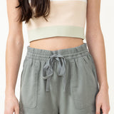 Drawstring Pocket Shorts for Women in Green