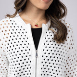 Elan Open Knit Front Zip Cardigan for Women in White