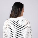 Elan Open Knit Front Zip Cardigan for Women in White