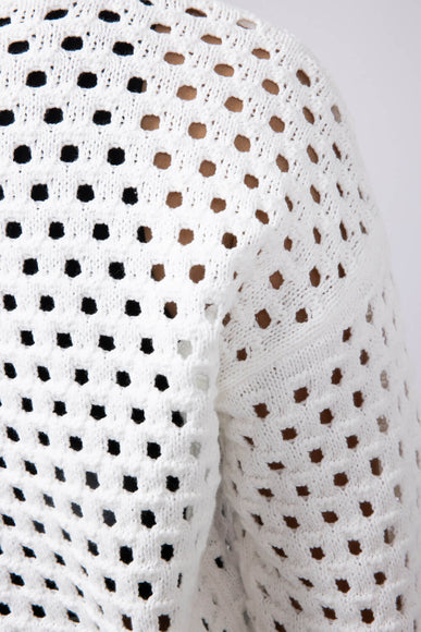 Elan Open Knit Front Zip Cardigan for Women in White