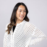 Elan Open Knit Front Zip Cardigan for Women in White