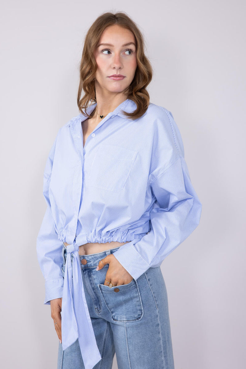 Elan Top Button Down Crop