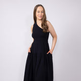 Elan One Shoulder Smocked Dress for Women in Black