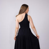 Elan One Shoulder Smocked Dress for Women in Black