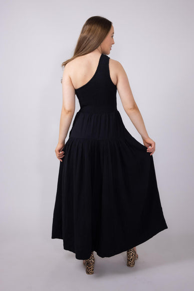 Elan One Shoulder Smocked Dress for Women in Black