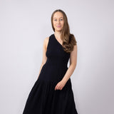 Elan One Shoulder Smocked Dress for Women in Black