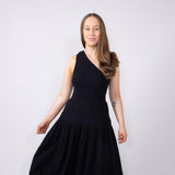 Elan One Shoulder Smocked Dress for Women in Black