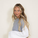 Elan Color Block Sweater for Women in Grey