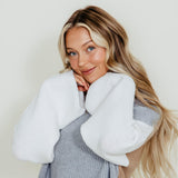 Elan Color Block Sweater for Women in Grey
