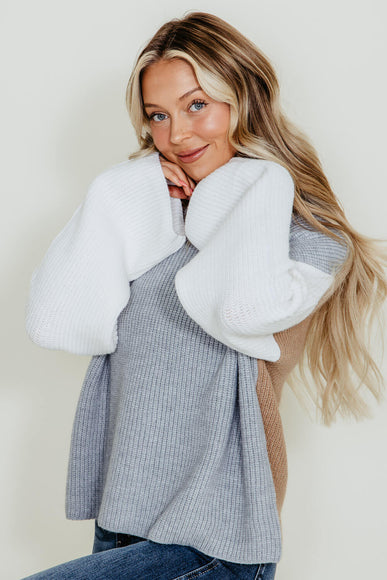 Elan Color Block Sweater for Women in Grey