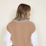 Elan Color Block Sweater for Women in Grey