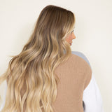 Elan Color Block Sweater for Women in Grey