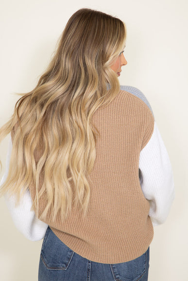 Elan Color Block Sweater for Women in Grey