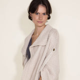 Elan ¾ Sleeve Chunky Midi Cardigan for Women in White 