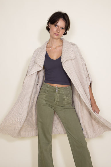 Elan ¾ Sleeve Chunky Midi Cardigan for Women in White 