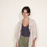 Elan ¾ Sleeve Chunky Midi Cardigan for Women in White 