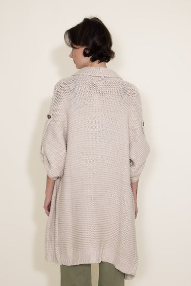 Elan ¾ Sleeve Chunky Midi Cardigan for Women in White 