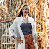 Elan ¾ Sleeve Chunky Midi Cardigan for Women in White 