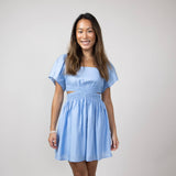 Cutout Short Sleeve Dress for Women in Blue