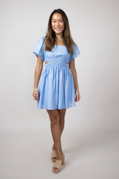 Cutout Short Sleeve Dress for Women in Blue