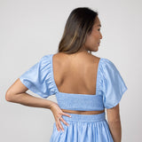 Cutout Short Sleeve Dress for Women in Blue