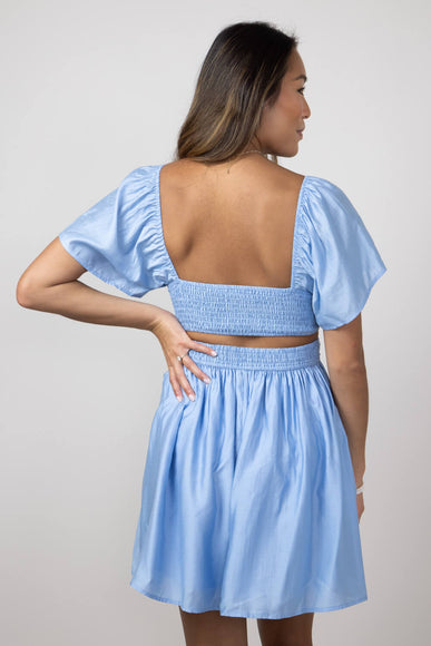 Cutout Short Sleeve Dress for Women in Blue