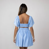 Cutout Short Sleeve Dress for Women in Blue