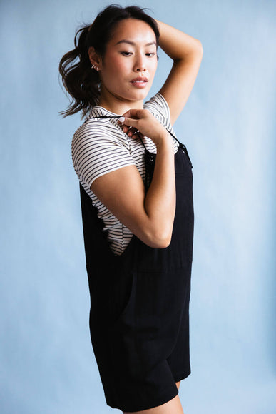 Tie Strap Cami Romper for Women in Black