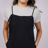 Tie Strap Cami Romper for Women in Black