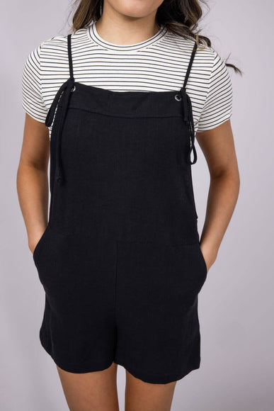 Tie Strap Cami Romper for Women in Black