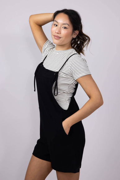 Tie Strap Cami Romper for Women in Black