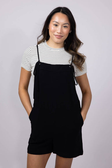Tie Strap Cami Romper for Women in Black