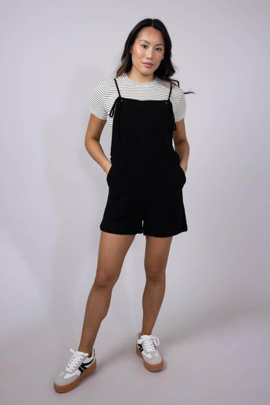Tie Strap Cami Romper for Women in Black