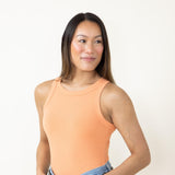 Fitted Ribbed Tank Top for Women in Orange