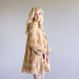 Floral Embroidered Long Sleeve Mini Dress for Women in Mocha