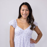 Floral Flutter Sleeve Dress for Women in Lilac
