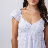 Floral Flutter Sleeve Dress for Women in Lilac