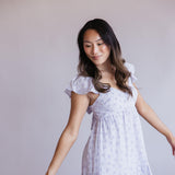 Floral Flutter Sleeve Dress for Women in Lilac