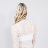 Floral Lace Sheer Layering Top for Women in White